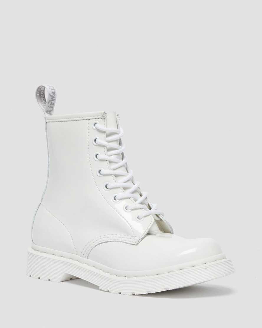 Dr. Martens 1460 Mono Patent Lær Snørestøvler Dame Hvite [9847EIYFN]